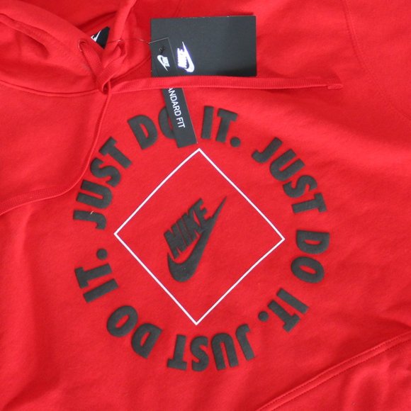 NWT NIKE MEN'S JUST DO IT HOODIE SWEATSHIRT RED - Picture 4 of 4